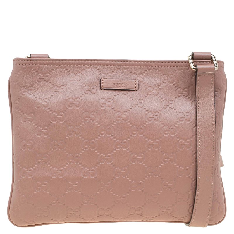 Pre Owned Gucci Beige Guccissima Leather Messenger Bag