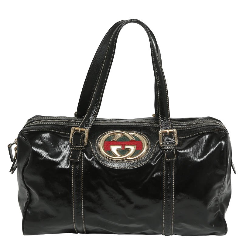 gucci black patent leather handbag