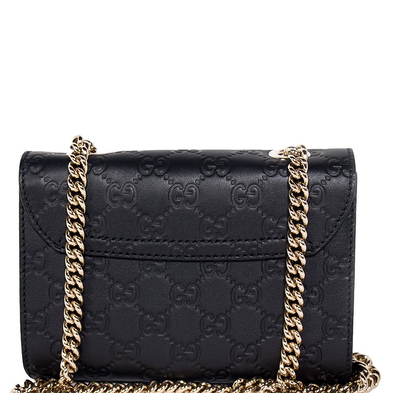 gucci black purse gold chain