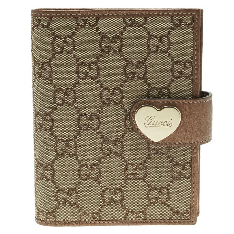 Gucci Beige GG Canvas Heart Ring Agenda