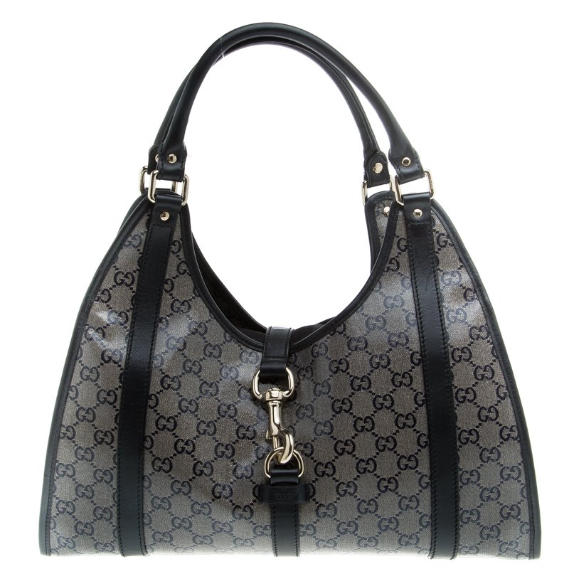 Gucci Black GG Crystal Canvas Jackie O Hobo Gucci