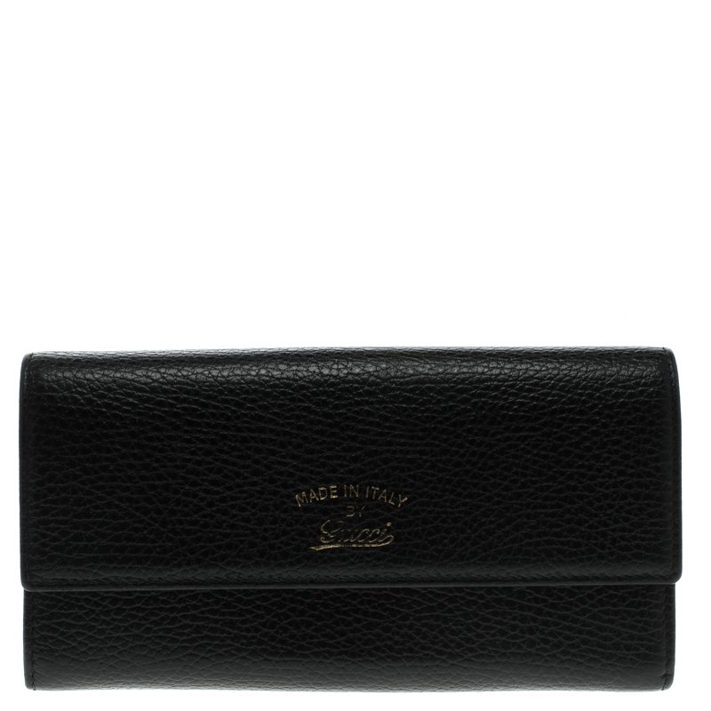 Gucci Black Pebbled Leather Continental Wallet