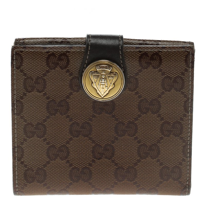 مملوكة مسبقًا Gucci Brown GG Crystal Canvas Hysteria French Wallet