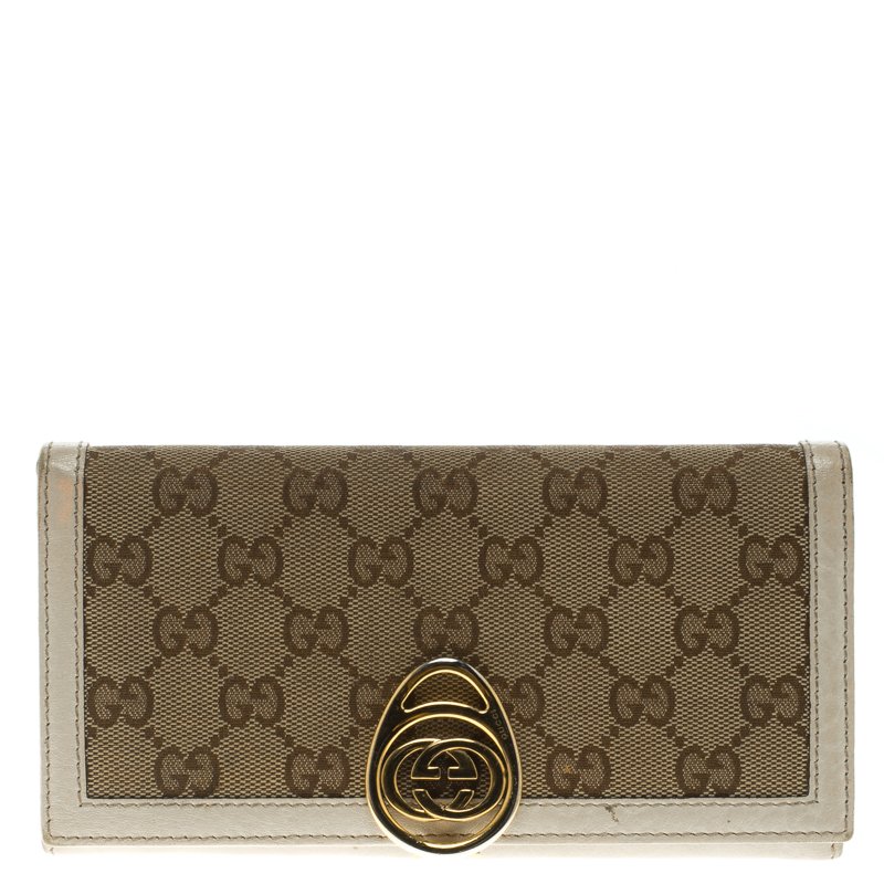 Gucci Off White GG Canvas Continental Wallet