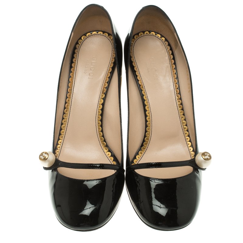 Gucci Black Patent Leather Mary Jane Pumps Size 38.5 Gucci | TLC