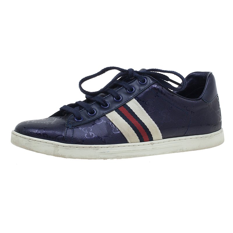 Pre Owned حذاء رياضي غوتشي جلد أزرق غوتشيسيما مقاس 37