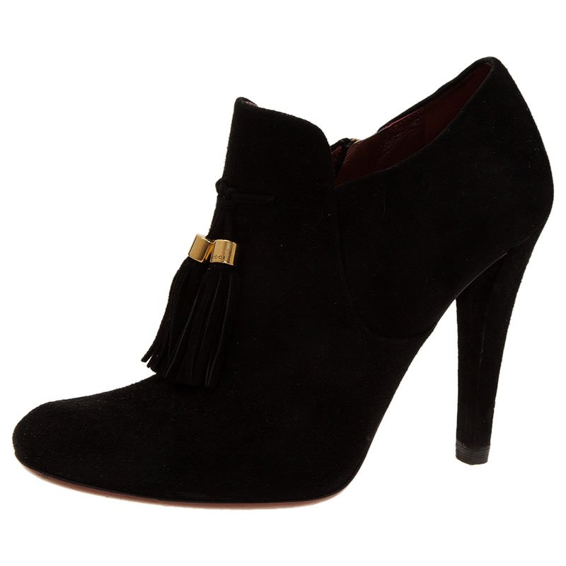 مملوكة مسبقًا بوت غوتشي ميسكا شراشيب سويدي أسود مقاس 38