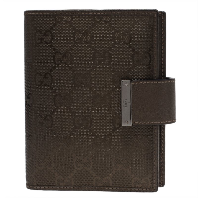 Pre Owned Gucci Metallic Brown Guccissima Leather Organizer 