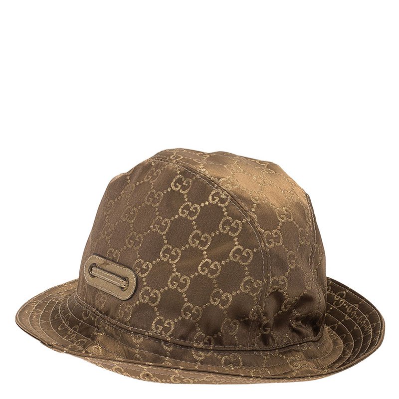 Gucci Brown/Gold Guccissima Satin Bucket Hat Gucci