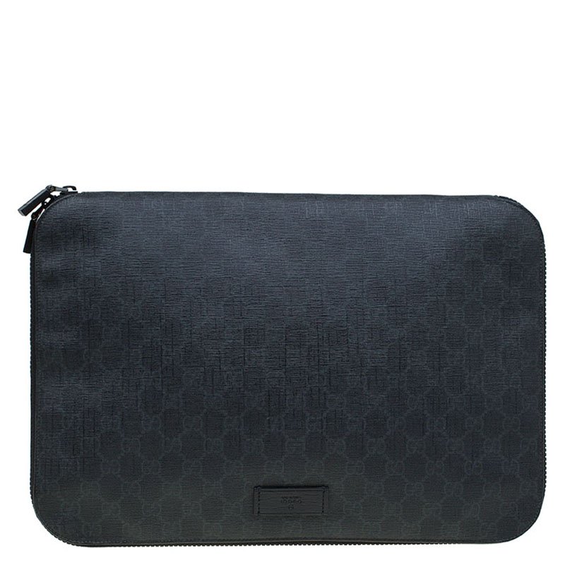Gucci Dark Grey GG Supreme Canvas Portfolio