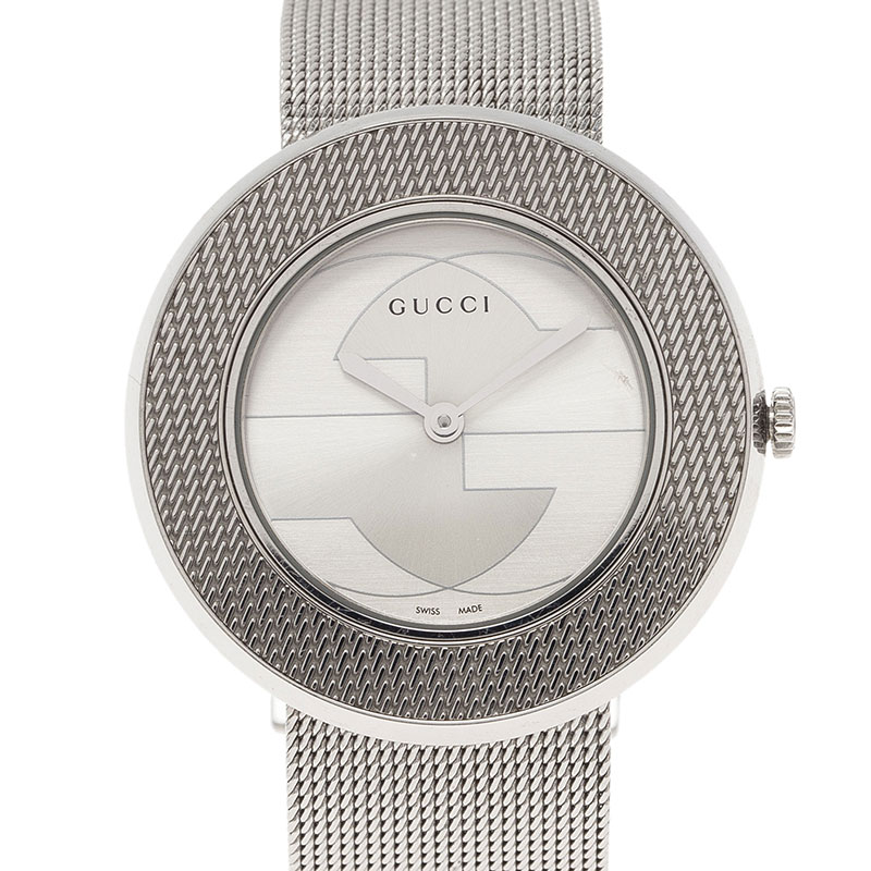 Pre Owned Gucci Silver Stainless Steel U Play Women's Wristwatch 35MM