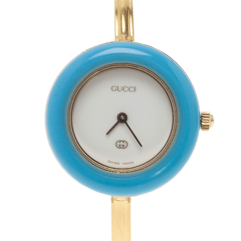 Gucci White Gold-Plated Stainless Steel 11/12 Women's Wristwatch 24MM