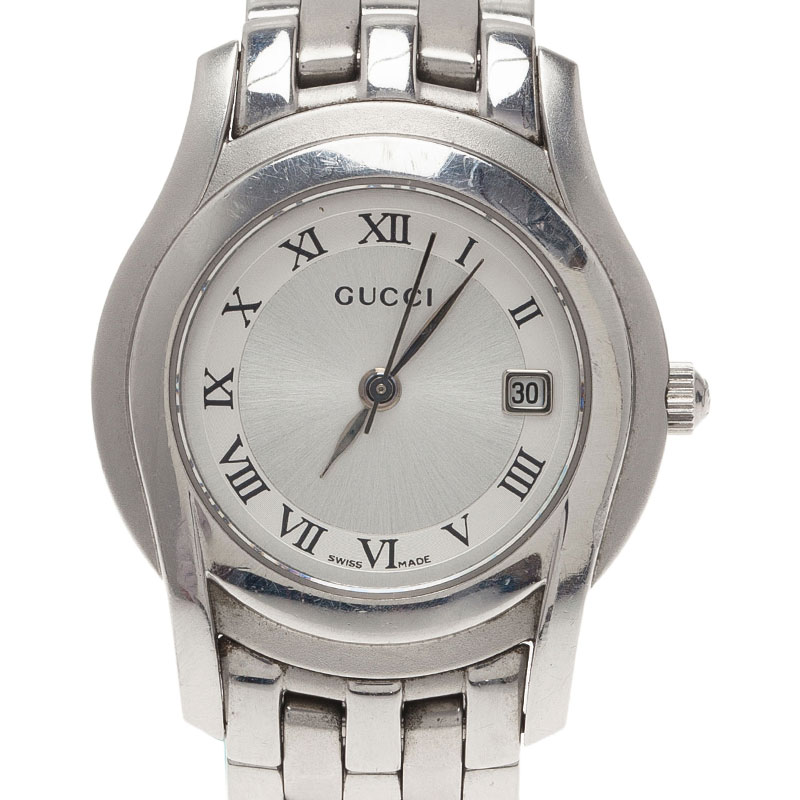 Gucci Silver Stainless Steel 5500L Women's Wristwatch 24MM
