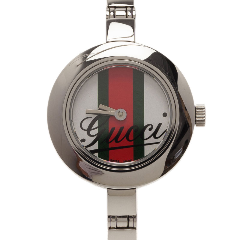 Pre Owned Gucci Logo Stainless Steel YA105 Women's Wristwatch 25MM