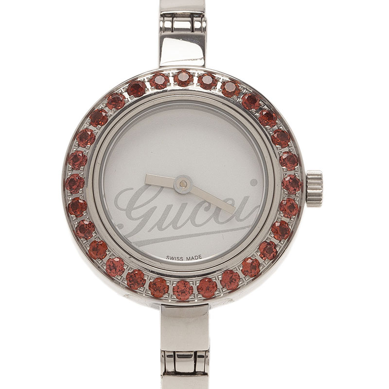 Pre Owned Gucci White Stainless Steel 105 Women's Wristwatch 25MM