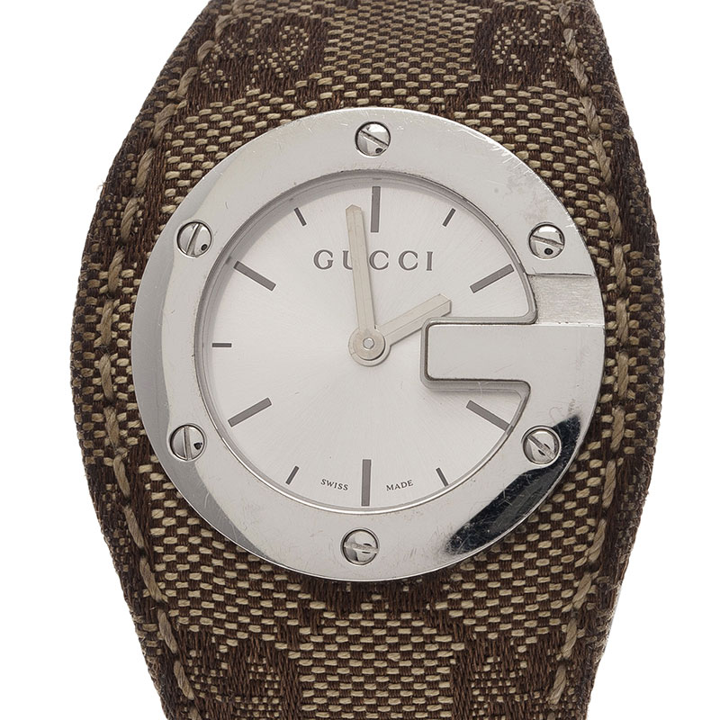 Gucci White Stainless Steel U Play Canvas Women's Wristwatch 31MM