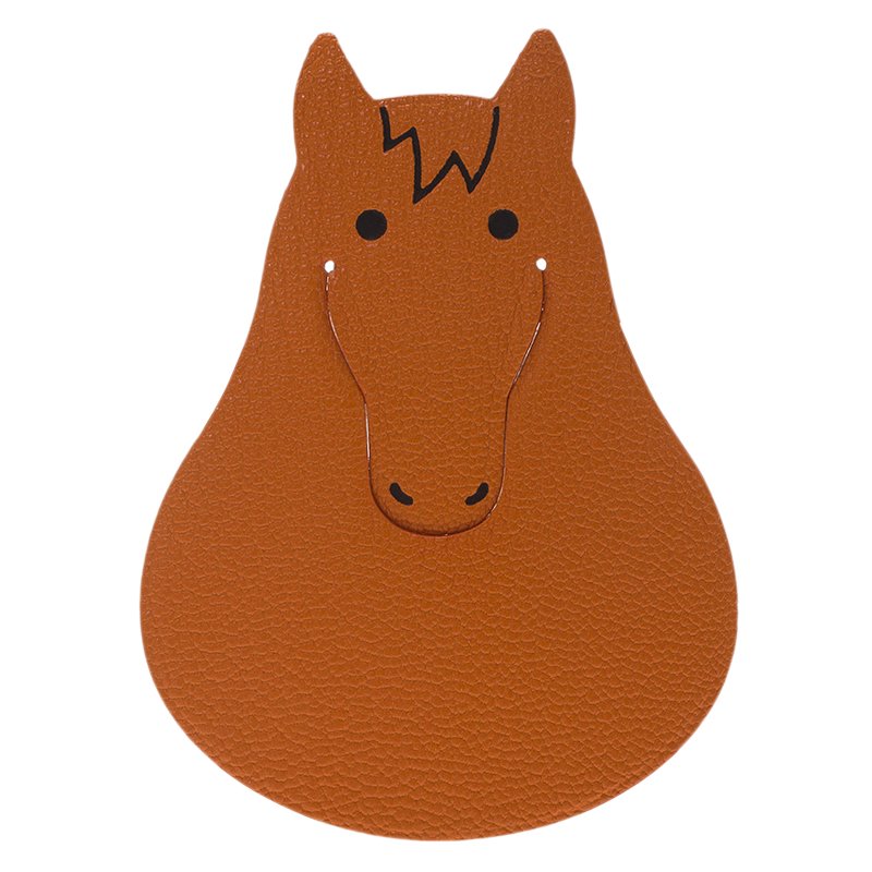 Pre Owned Hermes Orange Leather Pikabook Horse Bookmark
