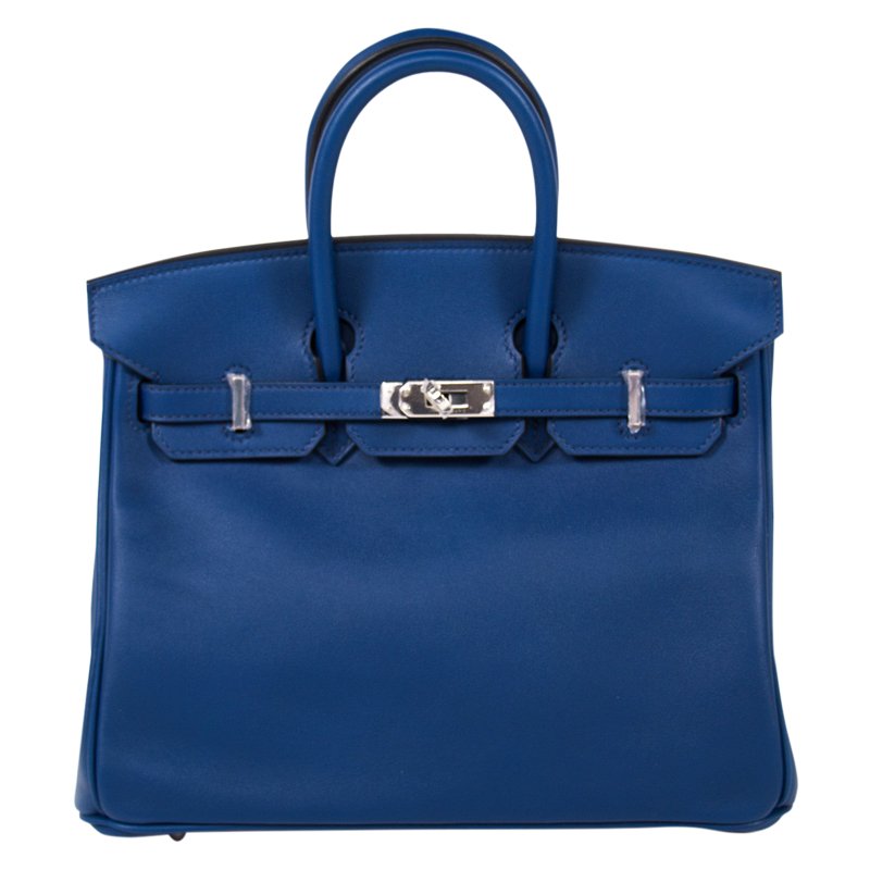 Hermès 24/24 21 Blue Lin Evercolor and Swift Leather Palladium Hardwar