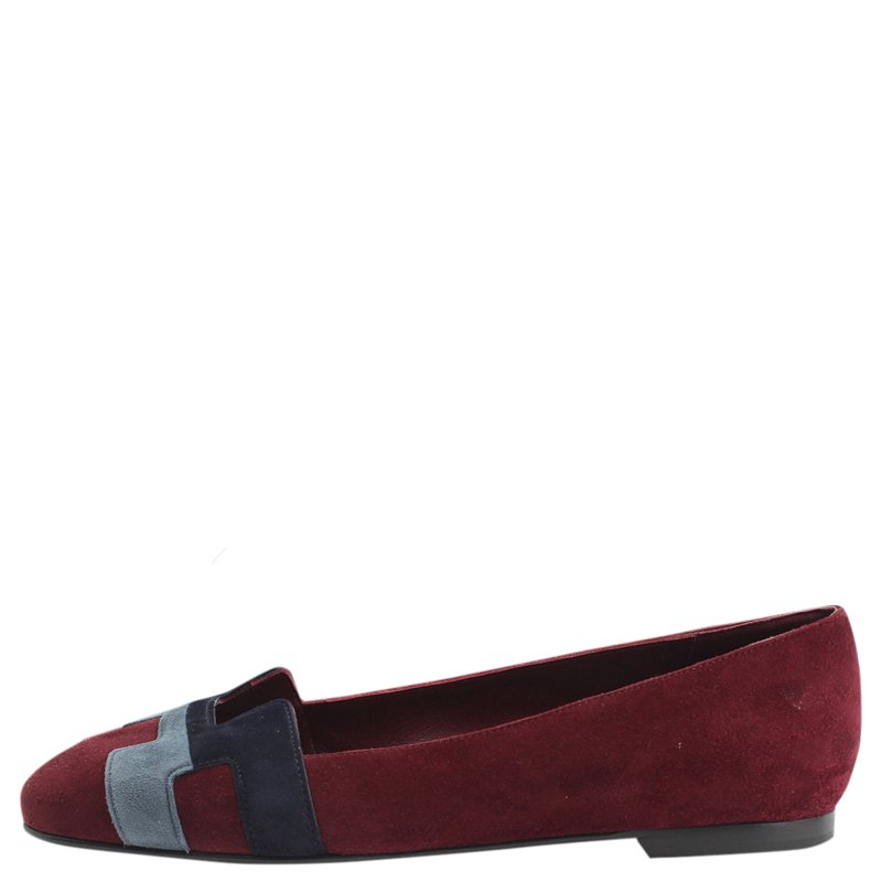Pre Owned Hermes Tricolor Suede Nice Ballet Flats Size 36