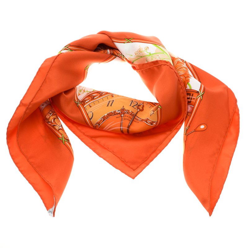 hermes orange silk scarf
