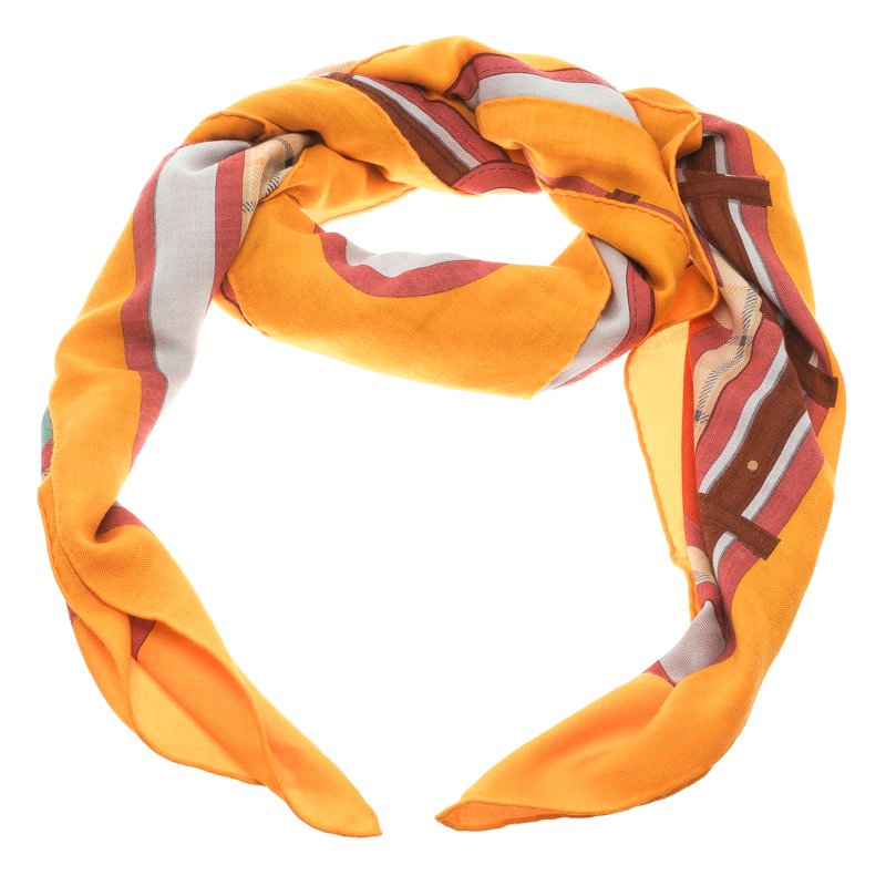 Hermes Multicolor Printed Cashmere and Silk Camails Scarf