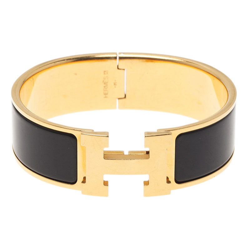hermes bracelet black gold