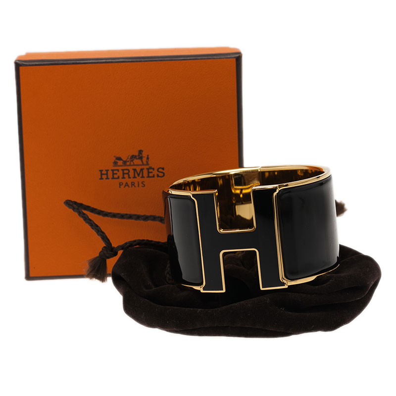 Hermes Clic H Bracelet In Black And Gold – Found Fashion