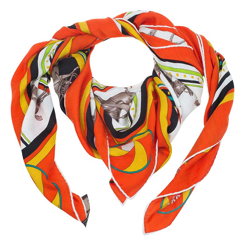 مملوكة مسبقًا Hermes Multicolor Cashmere and Silk Blend Sequences Shawl 
