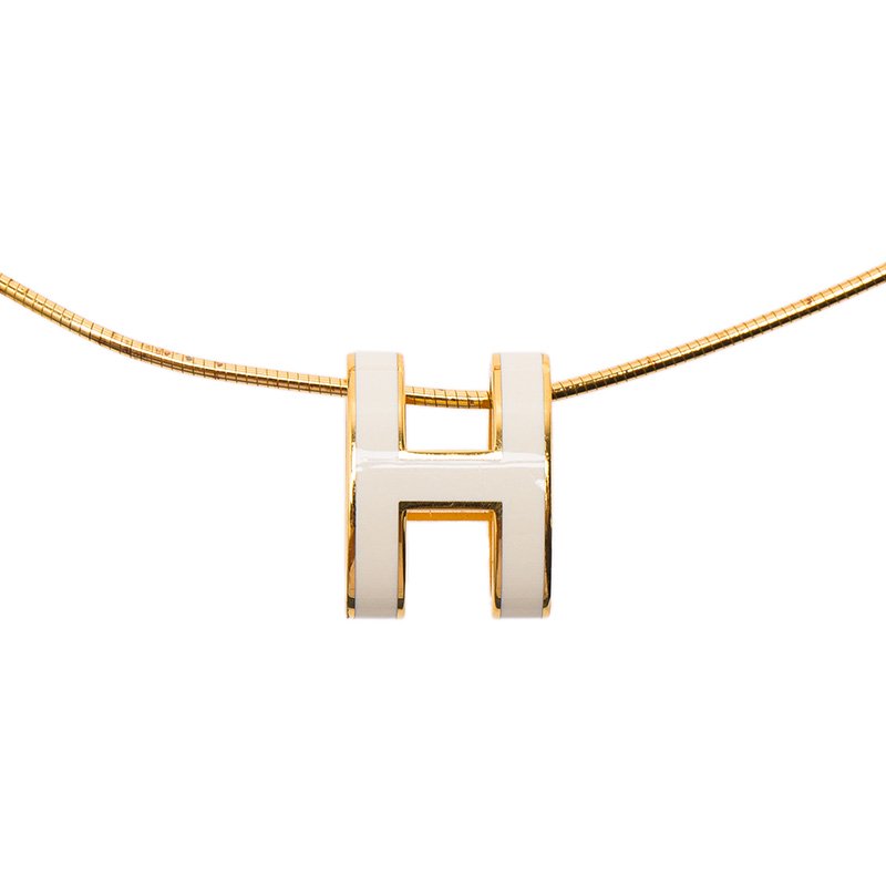 Hermes Pop H White Lacquered Gold Tone 