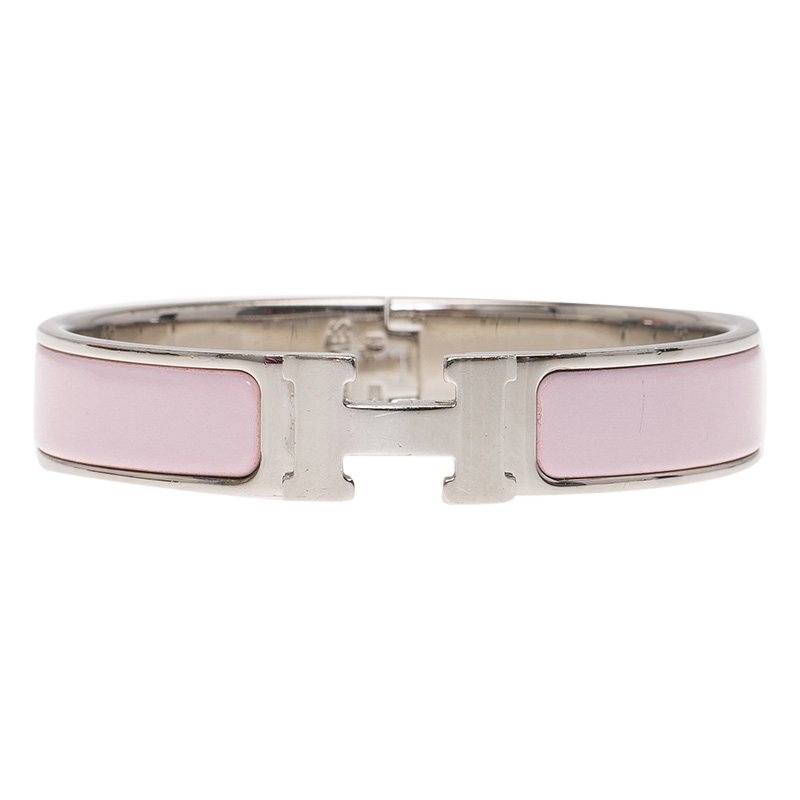 HERMES Clic Clac PM enamel x Palladium plated bangle pink x pink gold –  hannari-shop