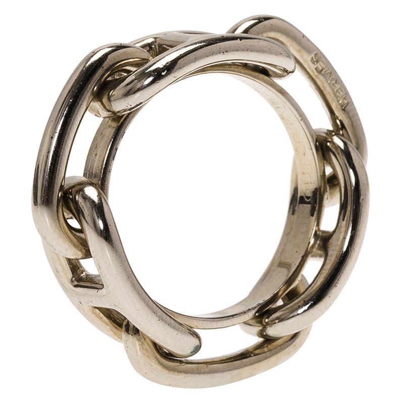 Pre Owned Hermes Regate Silver Permabrass Scarf Ring