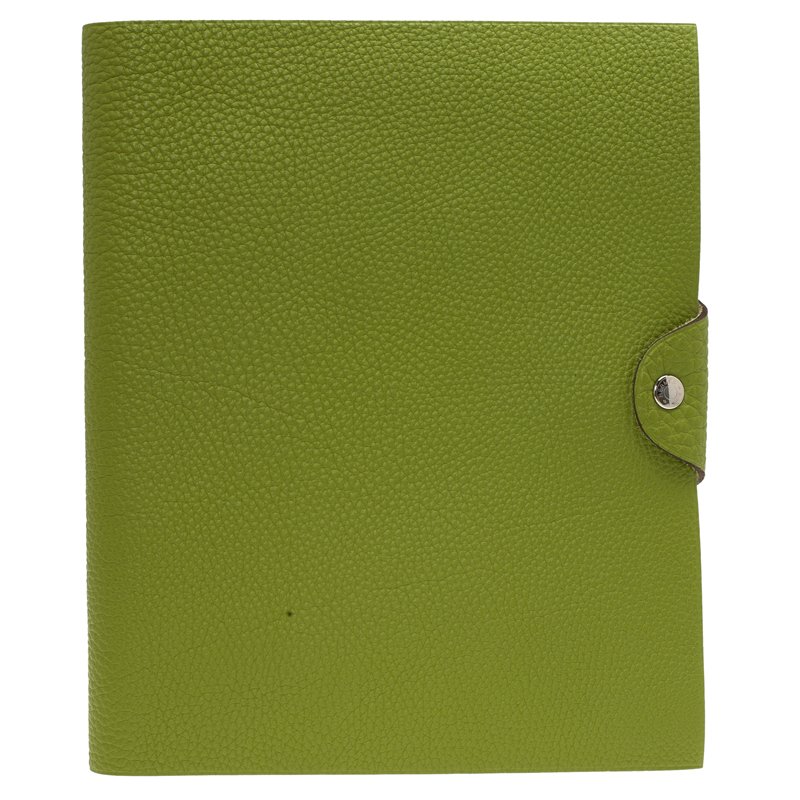 Pre Owned Hermes Pelouse Togo Leather Ulysses Agenda/Notebook MM