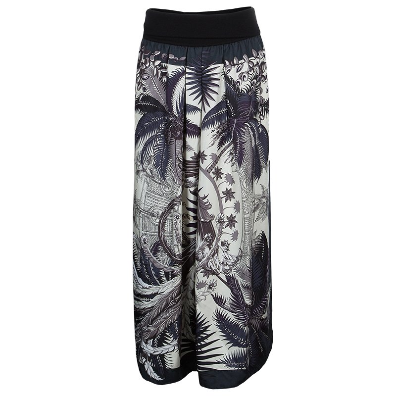 Hermes Multicolor Print Side Slit Detail Maxi Skirt S