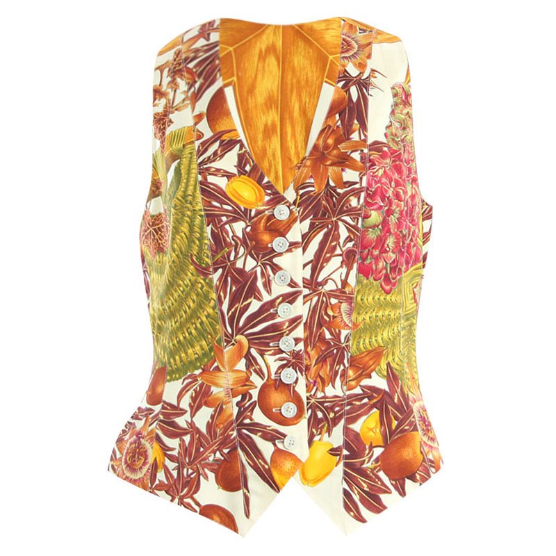 Hermes Multiprint Silk Sleeveless Waistcoat M
