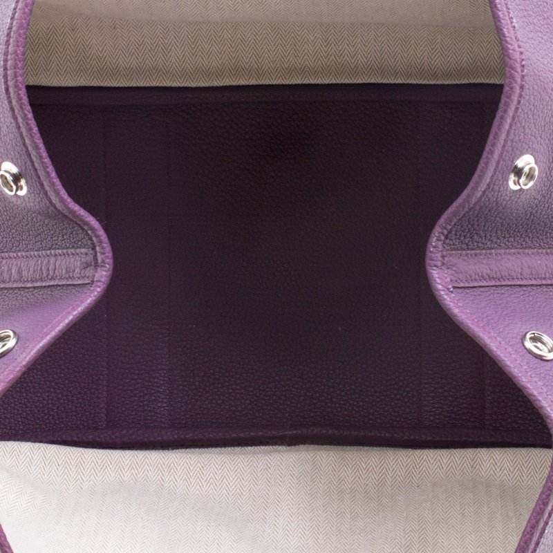 Garden party leather tote Hermès Purple in Leather - 33223011