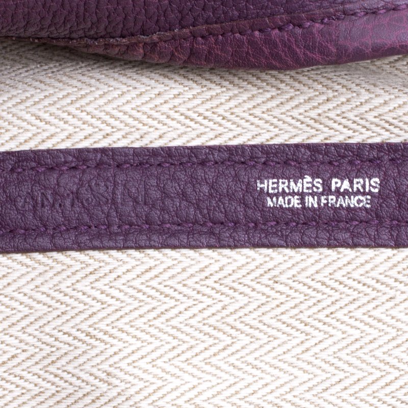 Hermes Purple Cassis Togo Leather Garden Party MM Tote Hermes