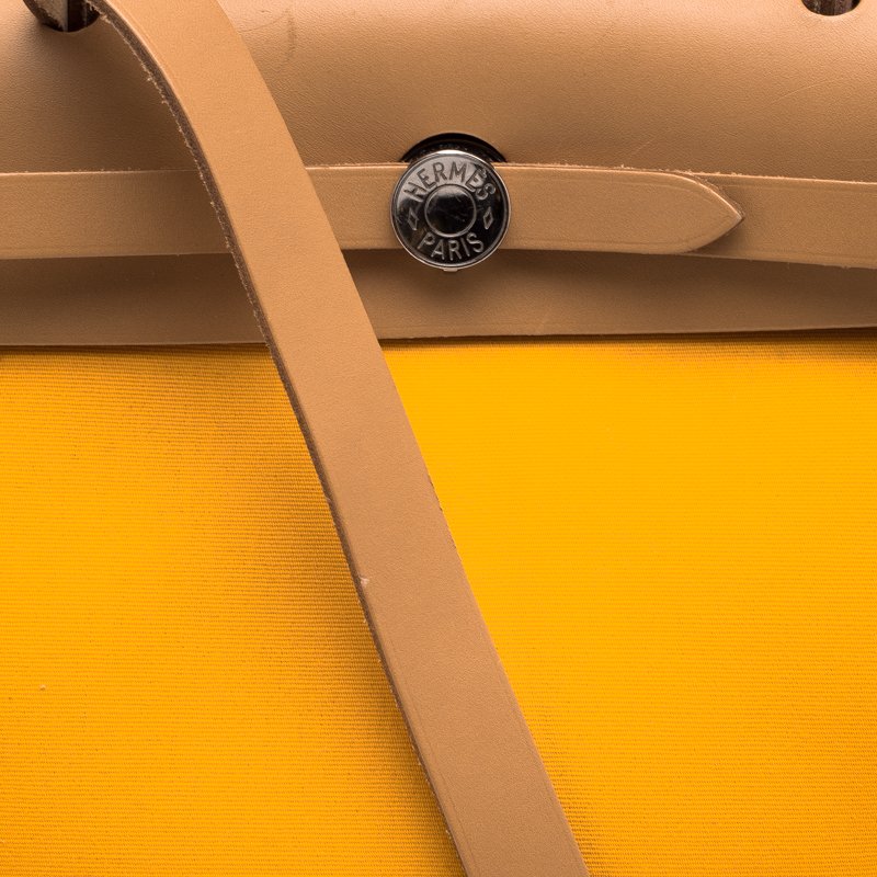 Hermès HERBAG 31 YELLOW JAUNE DE NAPLES CANVAS NATUREL LEATHER BAG Pal –  Miami Lux Boutique