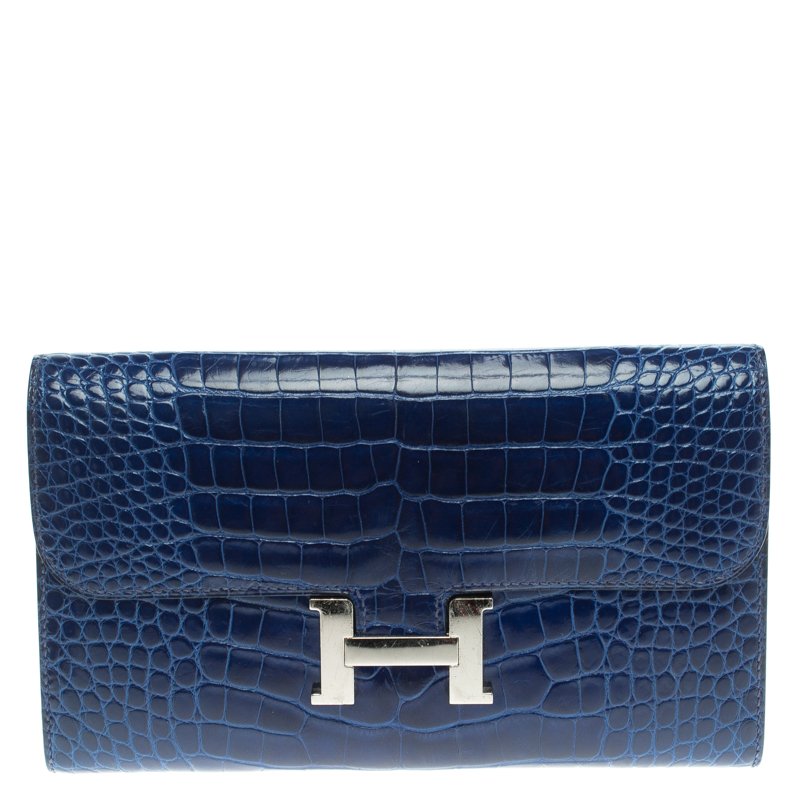 Hermes Blue Alligator Constance Long Wallet Hermes | The Luxury Closet