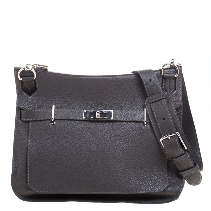 Pre Owned Hermes Vert Gris Taurillon Clemence Leather Jypsiere 37 Bag