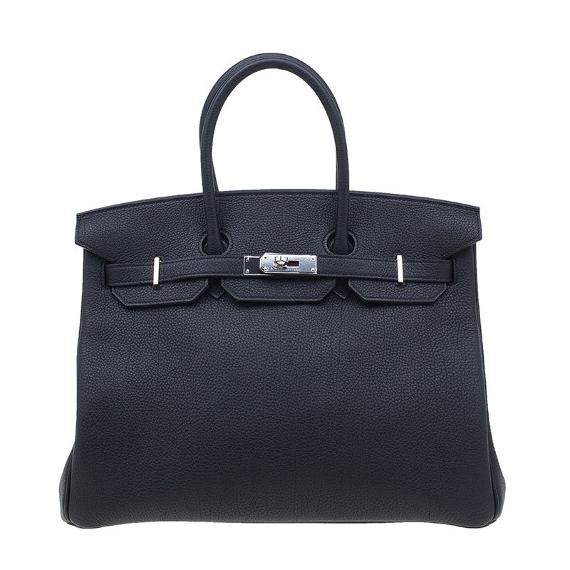 Hermes Noir Togo Calfskin Palladium Hardware Birkin 35 