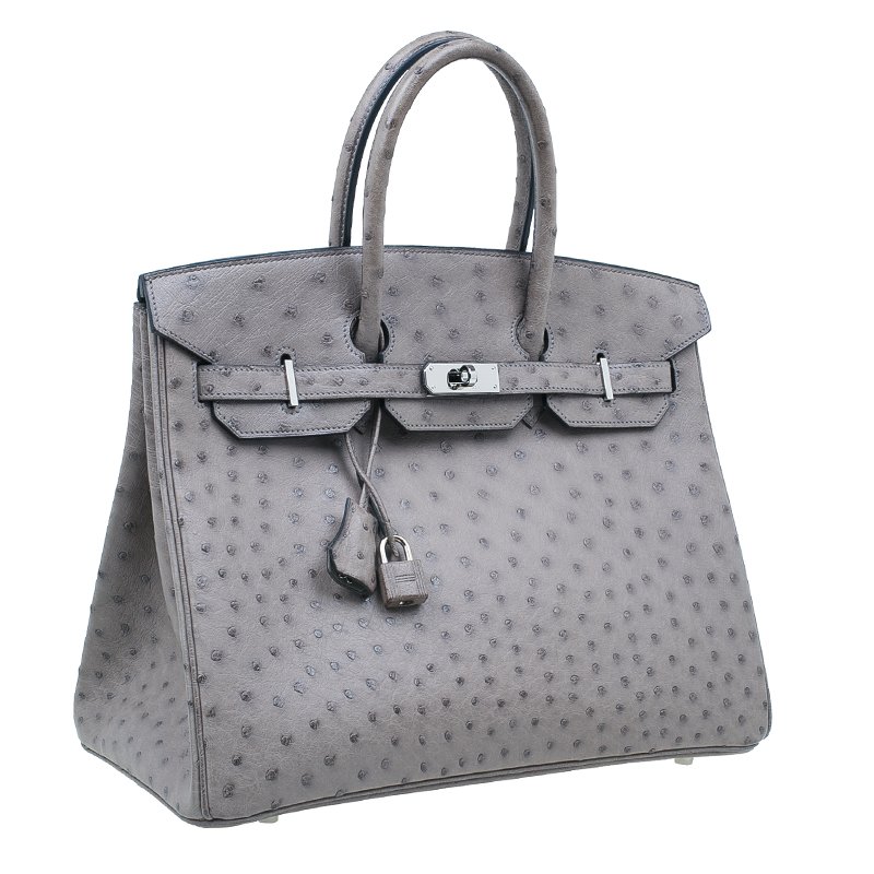 Birkin 30 ostrich handbag Hermès Grey in Ostrich - 19543523