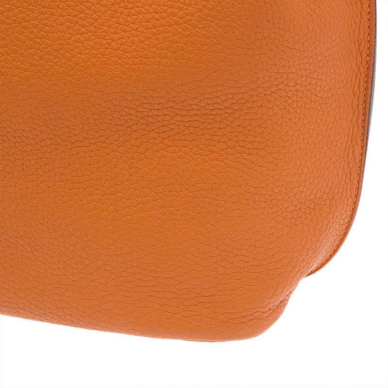 Hermes Orange Togo Leather Platinum Plated Hardware So Kelly 26 cm