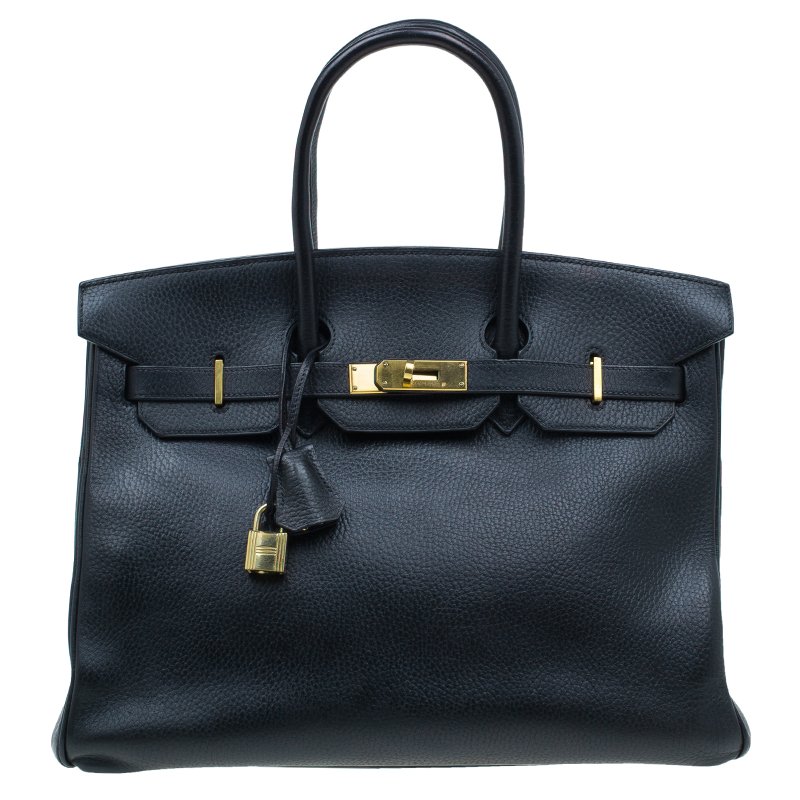 Hermes Noir Togo Leather Gold Hardware Birkin 35 Bag