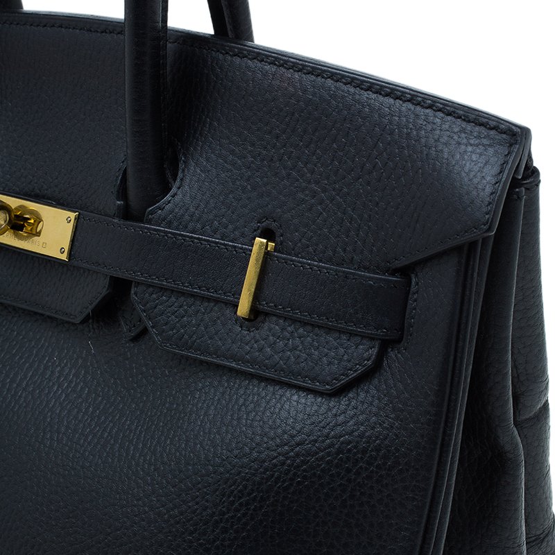 Hermès Birkin 35 Noir Box Leather Gold Hardware Handbags Black
