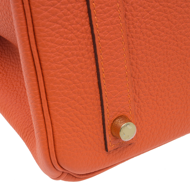 Hermes Orange Togo Leather Gold Hardware Birkin 30 Bag with Twilly Scarf  Hermes