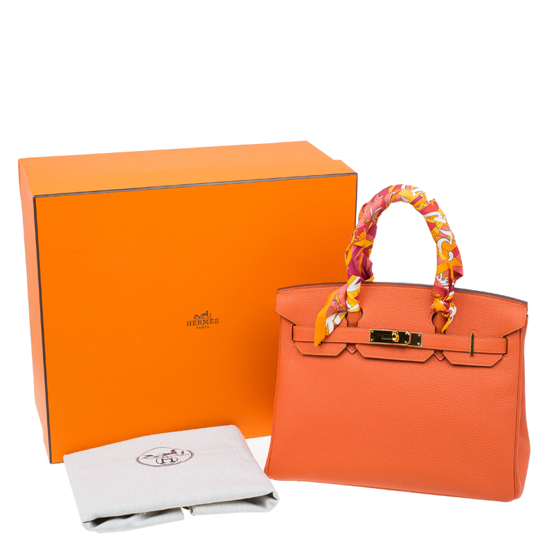 Hermes Orange Bag With Scarf - 4 For Sale on 1stDibs