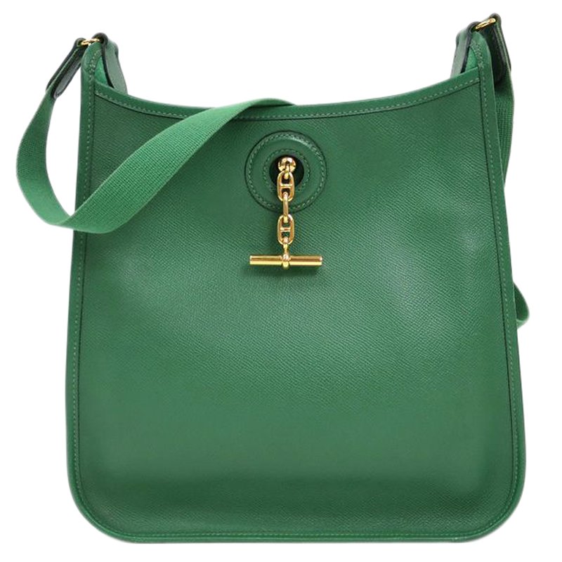 Hermes Green Courchevel Leather Vespa PM Bag