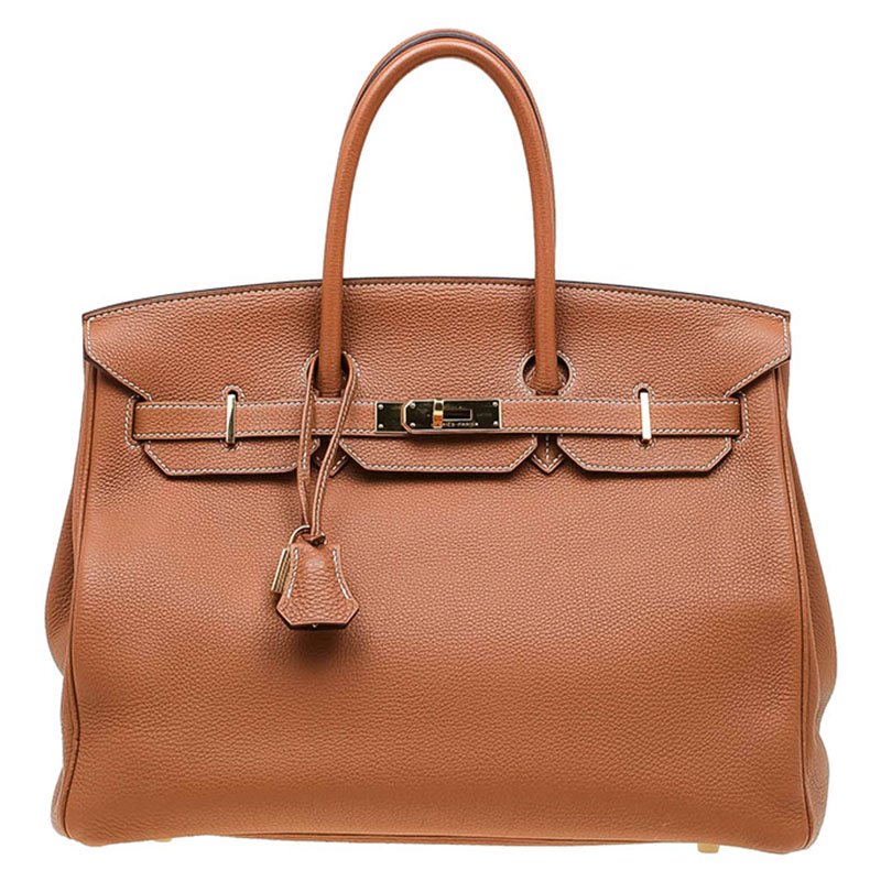 Pre Owned Hermes Brown Togo Leather Gold Hardware Birkin 35 Bag