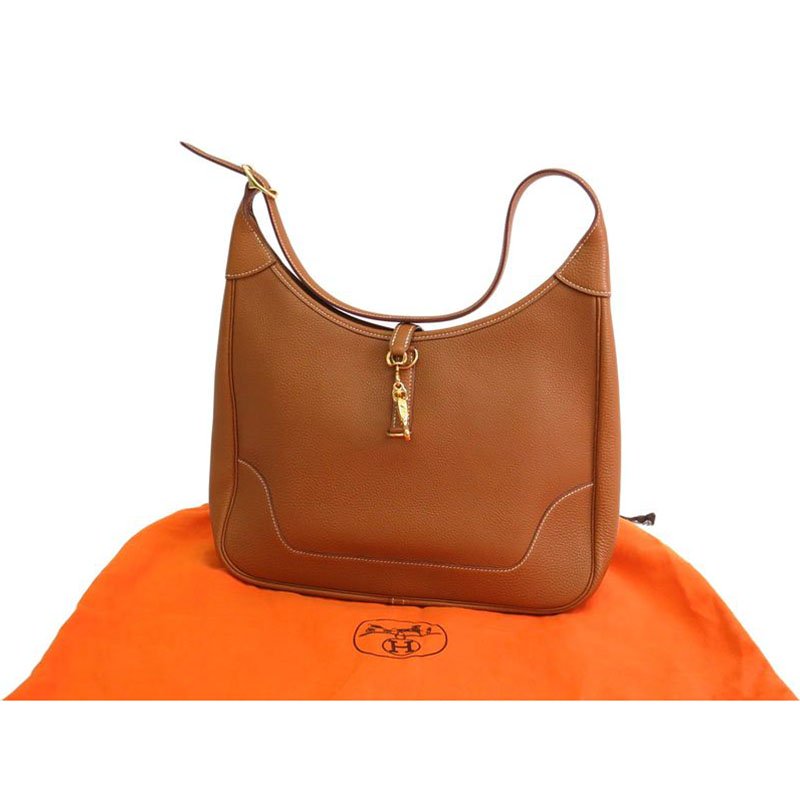 Unbranded, Bags, Taupe Brown 3cm Birkin Like Togo Leather Shoulder Bag  Tote Bag