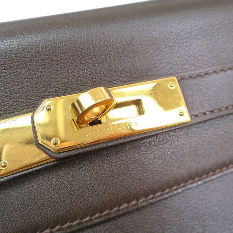 Hermes Ebene Veau Gulliver Leather Gold Hardware Kelly Retourne 32 Hermes